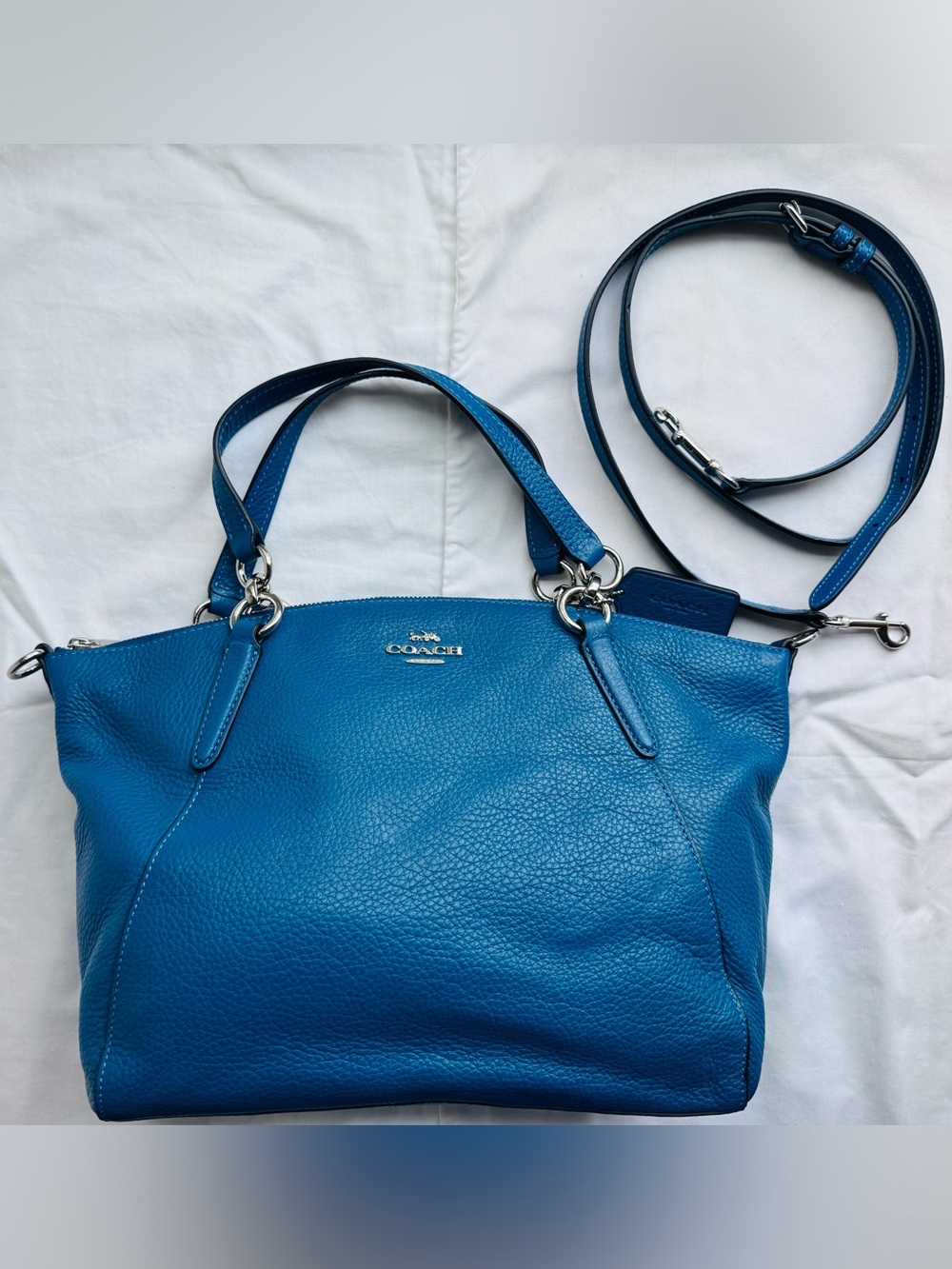 Coach Pebble Leather Tote in Blue